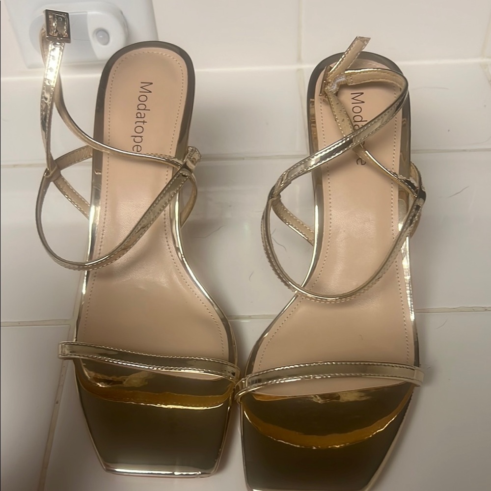 Gold Strappy Women's Sandals